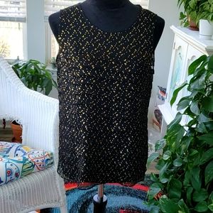 💥Very Sexy Sheer Black Top/Gold Foil-M/P